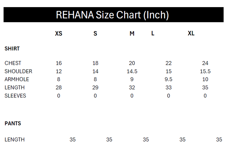 Size chart for RIHANA