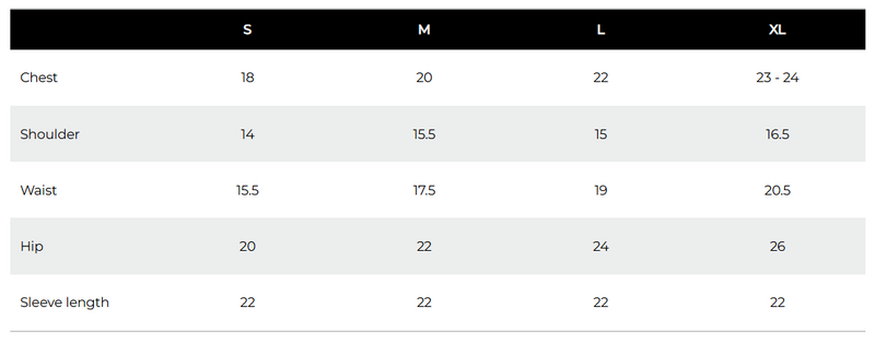 Size chart for Hareem